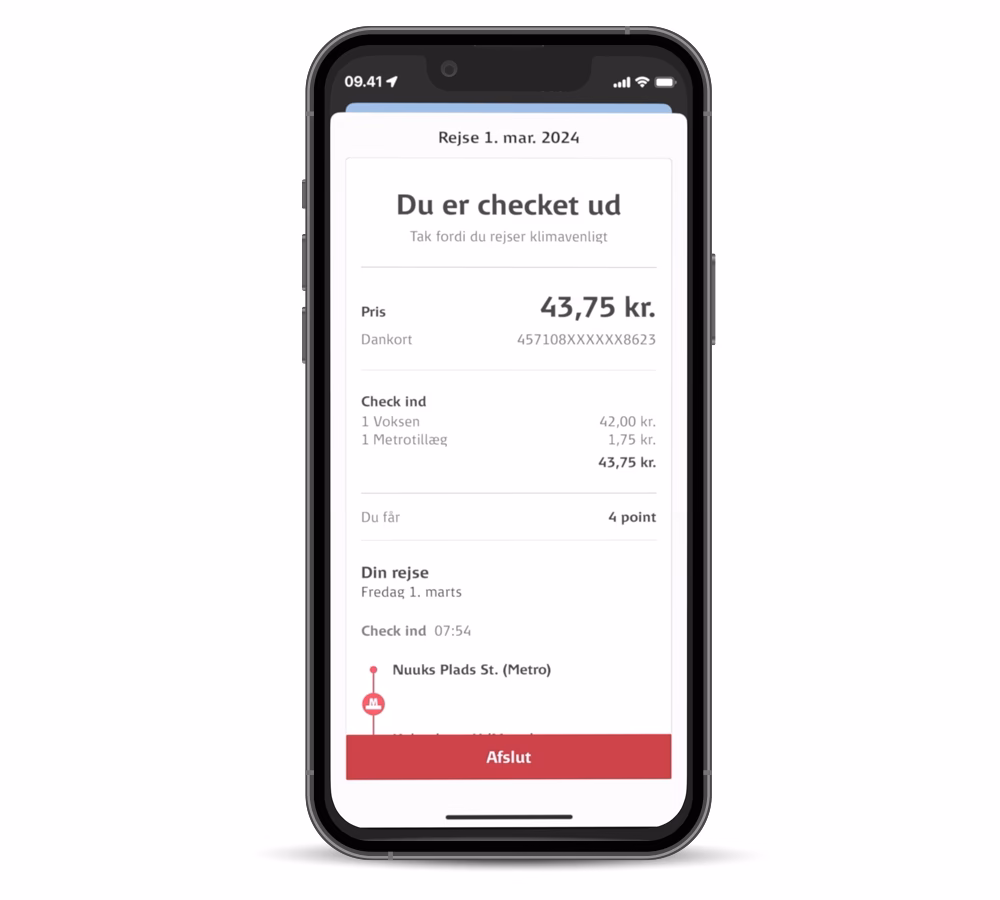 Kan man tjekke rejsekortet ud på telefonen?